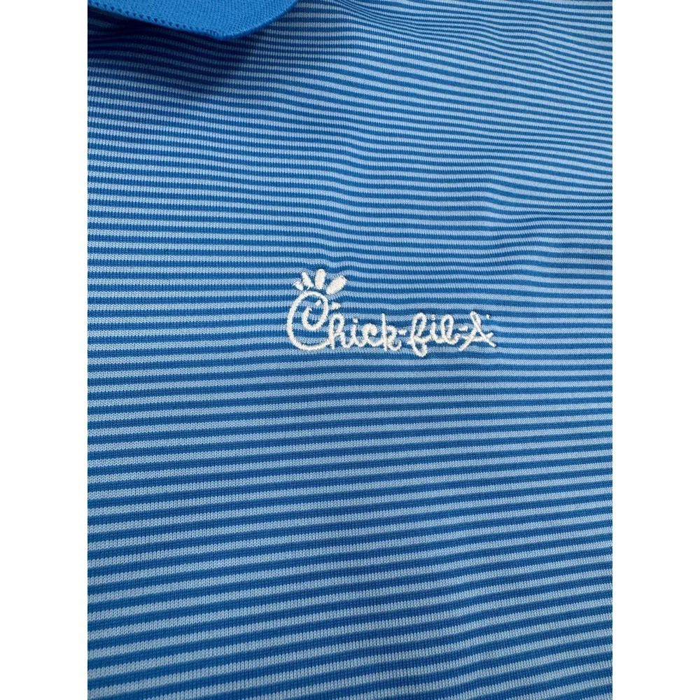 Adidas Chick-fil-A Leadership Climalite Golf Polo Shirt Mens XL Blue Striped